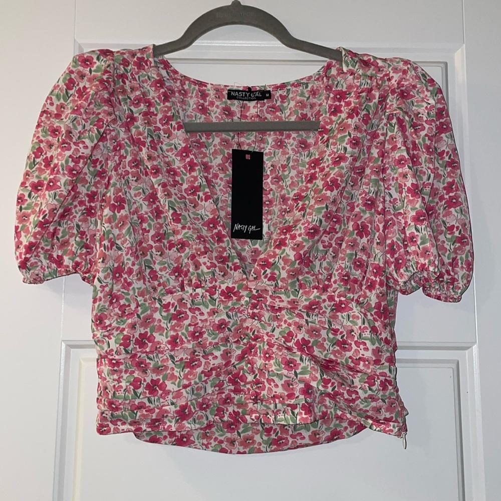 Pink Floral Nasty Gal Top